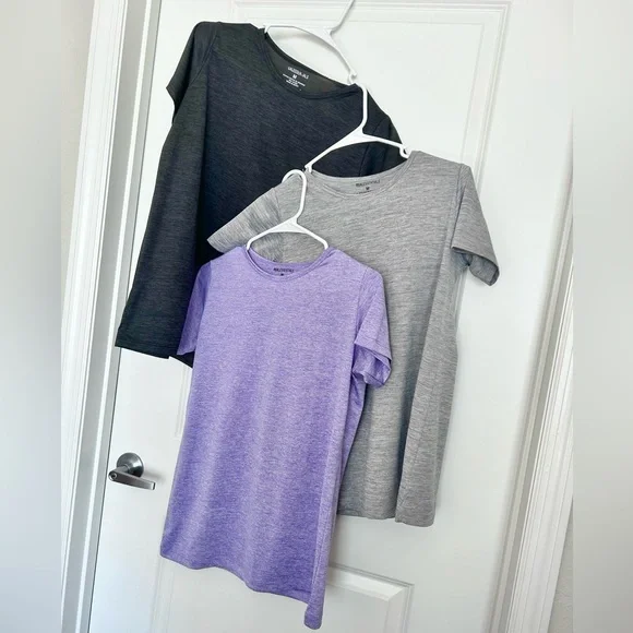 Real Essentials (M) Purple, Black, Grey Athletic Shirts | 3 Pack - Picture 2 of 8
